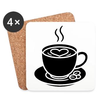 Coffee cup with heart for connoisseurs - Coasters (set of 4) - white - Front