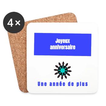 JOYEUX ANNIVERSAIRE. HAPPY BIRTHDAY. ANNIVERSAIRE. - Dessous de verre (lot de 4) - blanc - Devant