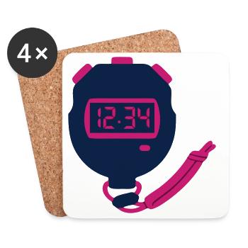Chronomètre Icône du sport - Dessous de verre (lot de 4) - blanc - Devant