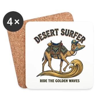 Surfeur du désert – chameau sur la vague - Dessous de verre (lot de 4) - blanc - Devant