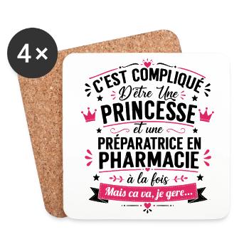 PRINCESSE ET UNE PREPARATRICE EN PHARMACIE - Dessous de verre (lot de 4) - blanc - Devant