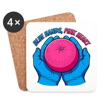 Blue Hands and Pink Fruit – Pop Art - Coasters (set of 4) - white - Front