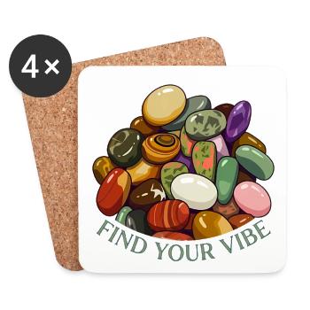 Coloured crystals and minerals – graphics - Coasters (set of 4) - white - Front