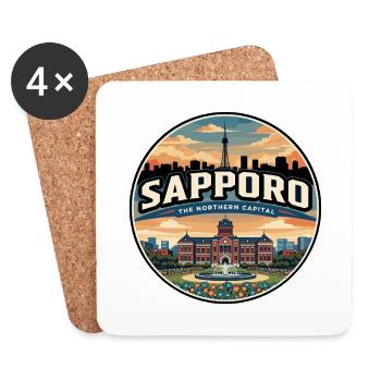 Retro Sapporo Odori Park Travel Badge - Coasters (set of 4) - white - Front