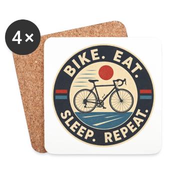 Vélo, mange, dors, répète – Vélo qui dit - Dessous de verre (lot de 4) - blanc - Devant