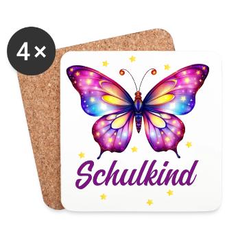 Schulkind Schmetterling Einschulung 1. Klasse - Untersetzer (4er-Set) - Weiß - Vorne