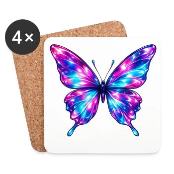 Glossy Metallic Butterfly - Coasters (set of 4) - white - Front