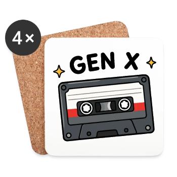 Gen X Raised on Mixtapes & Risks Retro Cassette Ta - Coasters (set of 4) - white - Front