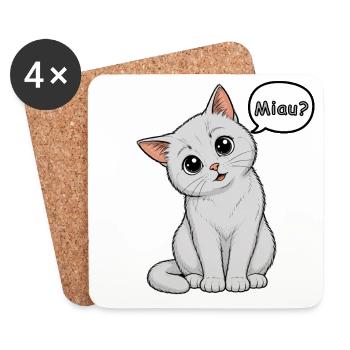 Miau? - Wie süß kann man sein?! - Untersetzer (4er-Set) - Weiß - Vorne