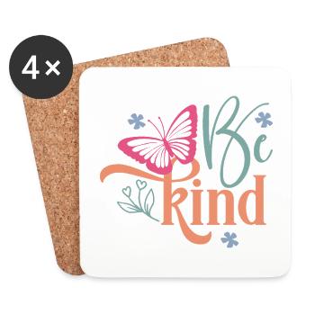Be Kind Butterfly Floral Design - Coasters (set of 4) - white - Front