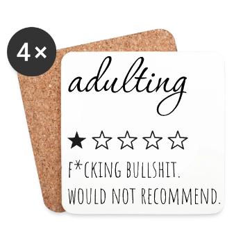 Adulting- would not recommend. - Coasters (set of 4) - white - Front