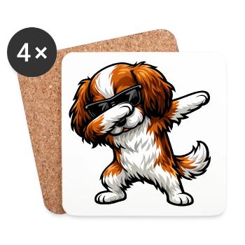 Dab King Charles Spaniel - Dessous de verre (lot de 4) - blanc - Devant
