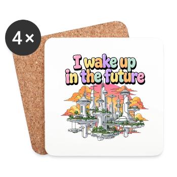 Je me réveille dans le futur Retro Futurisme Utopia City - Dessous de verre (lot de 4) - blanc - Devant