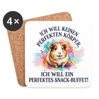 Meerschweinchen Snack-Buffet Lustiges Nagetier - Untersetzer (4er-Set) - Weiß - Vorne