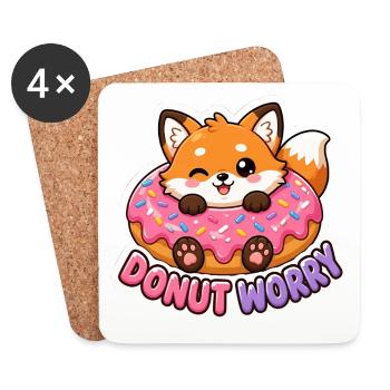 Mignon T-shirt Wigaii Fox Donut Worry - Dessous de verre (lot de 4) - blanc - Devant