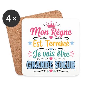 Annonce Grossesse Futur Grande Soeur Cadeau - Dessous de verre (lot de 4) - blanc - Devant