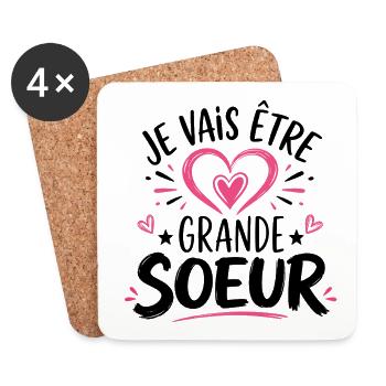 Grande-Soeur Humour Annonce Grossesse - Dessous de verre (lot de 4) - blanc - Devant