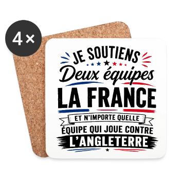 Je Soutiens Deux équipes la France - Dessous de verre (lot de 4) - blanc - Devant
