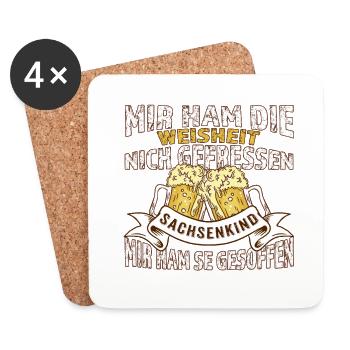 Sachsenkind – Mir ham die Weisheit gesoffen - Untersetzer (4er-Set) - Weiß - Vorne