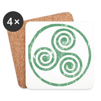 Emblème en spirale celtique - Dessous de verre (lot de 4) - blanc - Devant