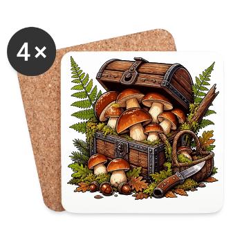 Forest Mushroom Treasure Chest - Coasters (set of 4) - white - Front
