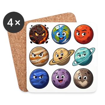 Planet Buddy Cartoon Series - Coasters (set of 4) - white - Front