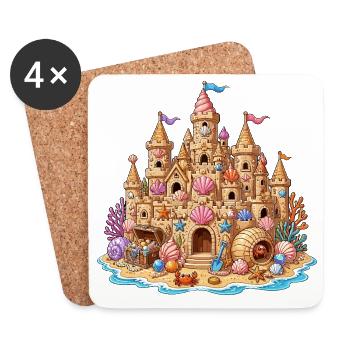 Coquillages de château de sable côtiers - Dessous de verre (lot de 4) - blanc - Devant