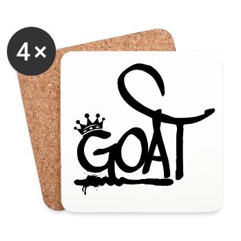 GOAT Greatest Of All Time Graffiti Crown (black) - Coasters (set of 4) - white - Front