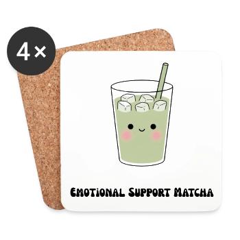 Matcha de soutien émotionnel doux - Dessous de verre (lot de 4) - blanc - Devant