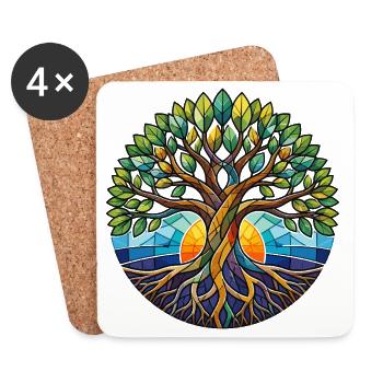 Arbre de Vie de Verre - Dessous de verre (lot de 4) - blanc - Devant