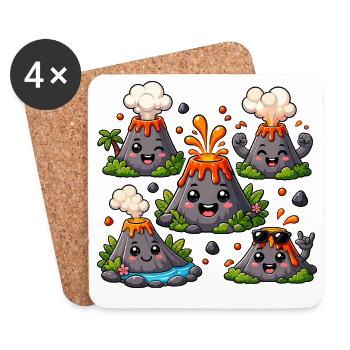 Fun volcanoes with lava delights - Coasters (set of 4) - white - Front