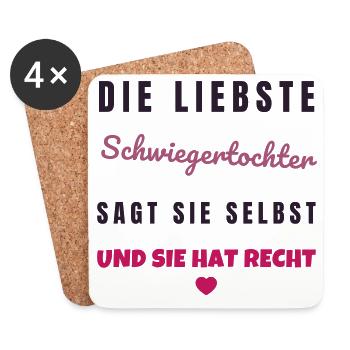 Lieblingsschwiegertochter - Geschenk Familie - Untersetzer (4er-Set) - Weiß - Vorne