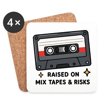 Retro Cassette Tape 80s 90s Nostalgia Vintage Musi - Coasters (set of 4) - white - Front