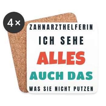 Zahnarzthelferin Ich sehe alles - Lustig Praxis - Untersetzer (4er-Set) - Weiß - Vorne