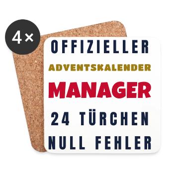Adventskalender Manager 24 Türchen Adventszeit - Untersetzer (4er-Set) - Weiß - Vorne