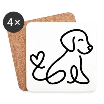 Süßer Hund mit Herz am Schwanz - Untersetzer (4er-Set) - Weiß - Vorne