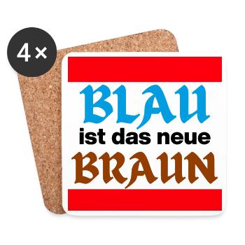 BLAU IST DAS NEUE BRAUN, NO AFD, NIE WIEDER, JETZT - Untersetzer (4er-Set) - Weiß - Vorne