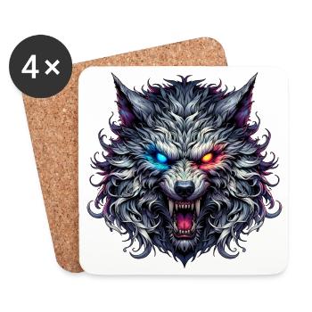Neon Dual Eyed Wolf - Coasters (set of 4) - white - Front