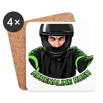 Casque de montée d’adrénaline de motard - Dessous de verre (lot de 4) - blanc - Devant