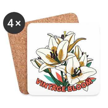 Lilies Vintage Bloom Flowers Retro - Coasters (set of 4) - white - Front