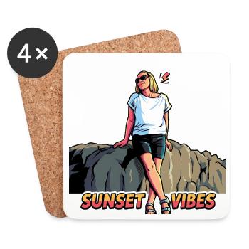 Ambiances de coucher de soleil Pop Art des Fêtes Graphismes - Dessous de verre (lot de 4) - blanc - Devant