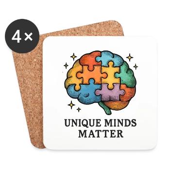 Brain-puzzle coloré : Esprits uniques - Dessous de verre (lot de 4) - blanc - Devant