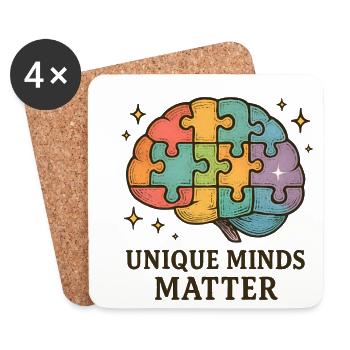Colorful Brain Puzzle: Unique Minds - Coasters (set of 4) - white - Front