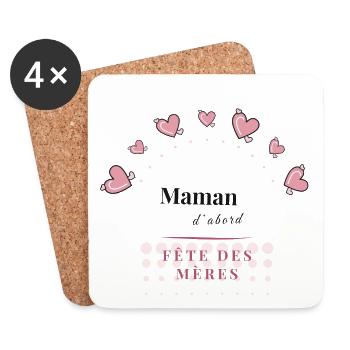 FÊTE DES MÈRES. BONNE FÊTE MAMAN. MAMAN. FÊTE - Dessous de verre (lot de 4) - blanc - Devant