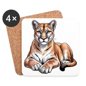 Mountain Lion Animal Lover Wildlife - Coasters (set of 4) - white - Front