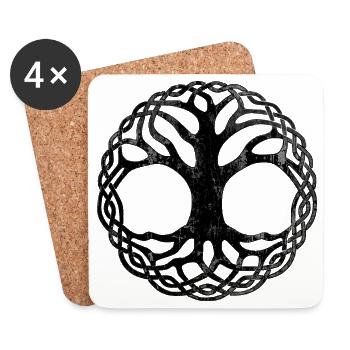 Arbre de Vie (en détresse) - Dessous de verre (lot de 4) - blanc - Devant