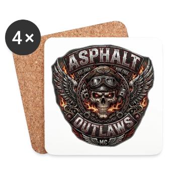 Patch de crâne des Outlaws en asphalte - Dessous de verre (lot de 4) - blanc - Devant