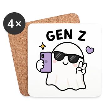 Selfie de fantôme de la génération Z Kawaii Lunettes de soleil cool - Dessous de verre (lot de 4) - blanc - Devant