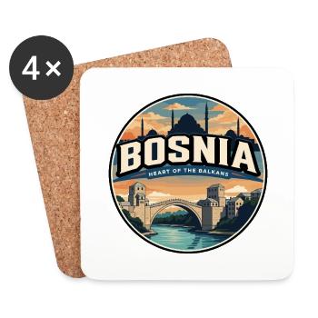 Retro Bosnia Mostar Stari Most Badge - Coasters (set of 4) - white - Front