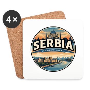Insigne rétro de la forteresse de Belgrade en Serbie - Dessous de verre (lot de 4) - blanc - Devant